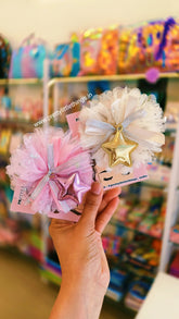 Big Bow Hair Clips - Star Motif